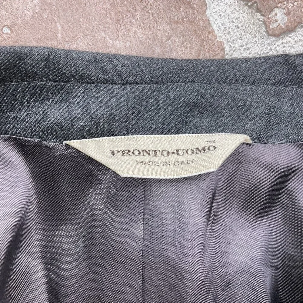 Pronto Uomo Blazer Men 42XLong Gray Flannel Super‎ 100s Tasmania Wool Classic